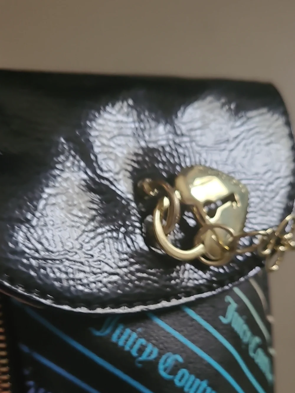 NWT - Juicy Couture Black Crossbody Phone Bag with Heart Charm & Key.